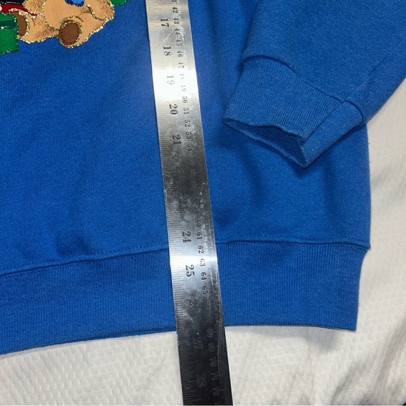 Ugly Christmas Sweatshirt Hanes Blue Festive Snowman Crewneck Sweater Vintage - Picture 3 of 6